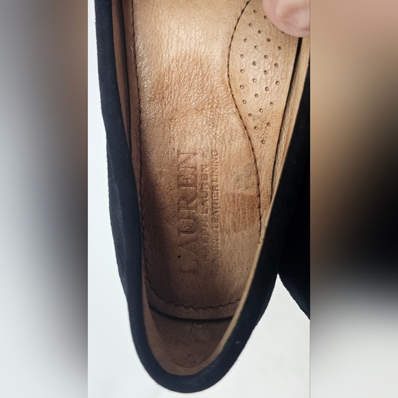 Ralph Lauren Berdine Black Suede Fur Leopard Driving Loafer Size 6.5B - Picture 10 of 13